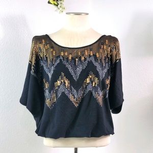 MISS ME INCREDIBLE EMBELLISHED SEQUINS TOP SZ Med.